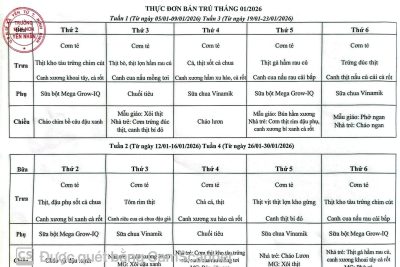 Thực đơn tháng 01/2026