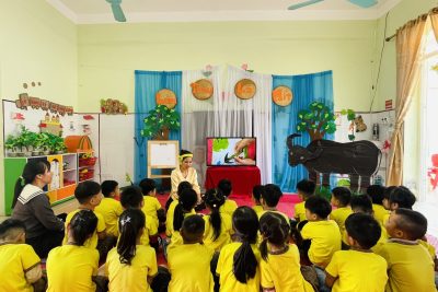 Hoạt động “làm con trâu từ lá cây” của các bé lớp 5TB- Vĩnh Yên